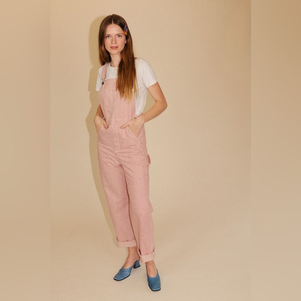 Lykke Wullf Rosie Workwear Overall in Red Hickory Stripe size XS